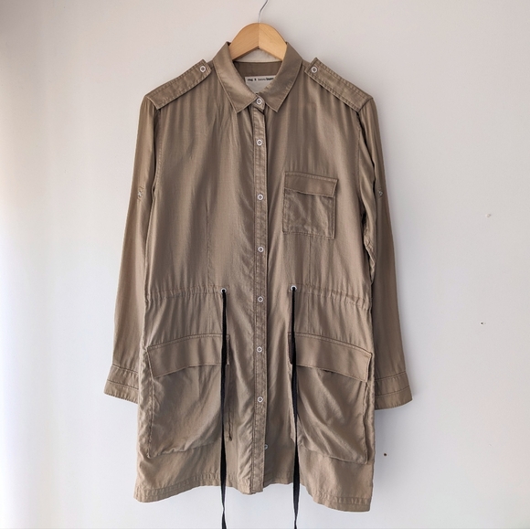 Rag & Bone Draw String Button Down Shirt with Large Pockets - Picture 1 of 14